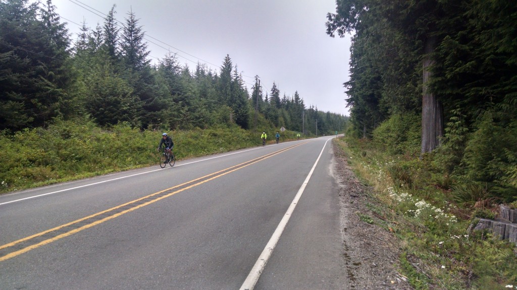 cyclist group on the Washington coast