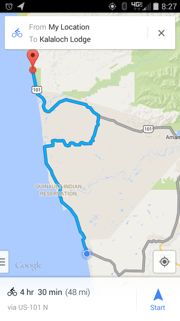 Day 5 Path, Epic Solo Bike Ride - Quinalt Indian Reservation